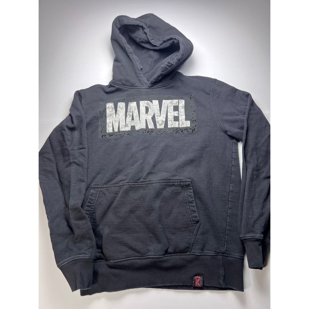 DeKryptic Marvel Hoodie Men Medium Black Embellished Graphic Pullover Sweatshirt